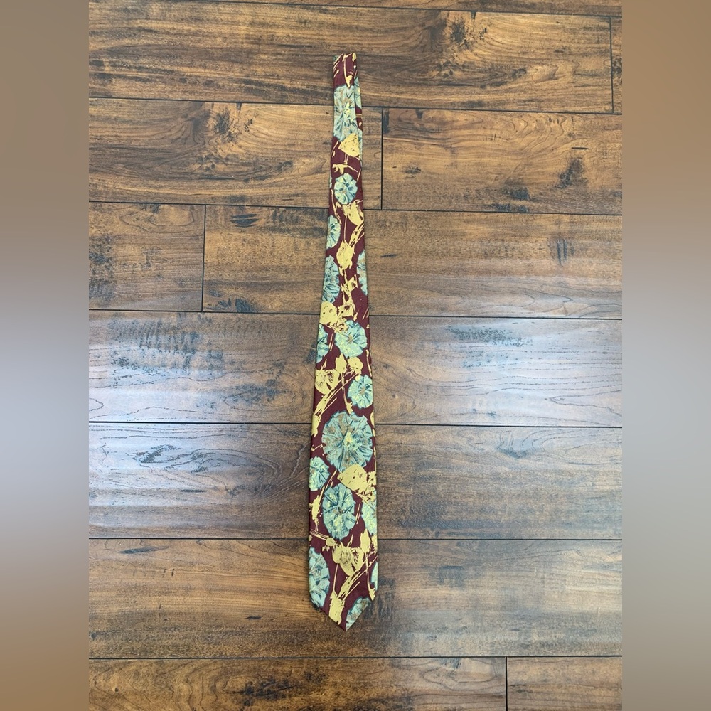 Vintage Handmade Abercrombie & Fitch Floral Design Tie 100% Silk Made In Italy